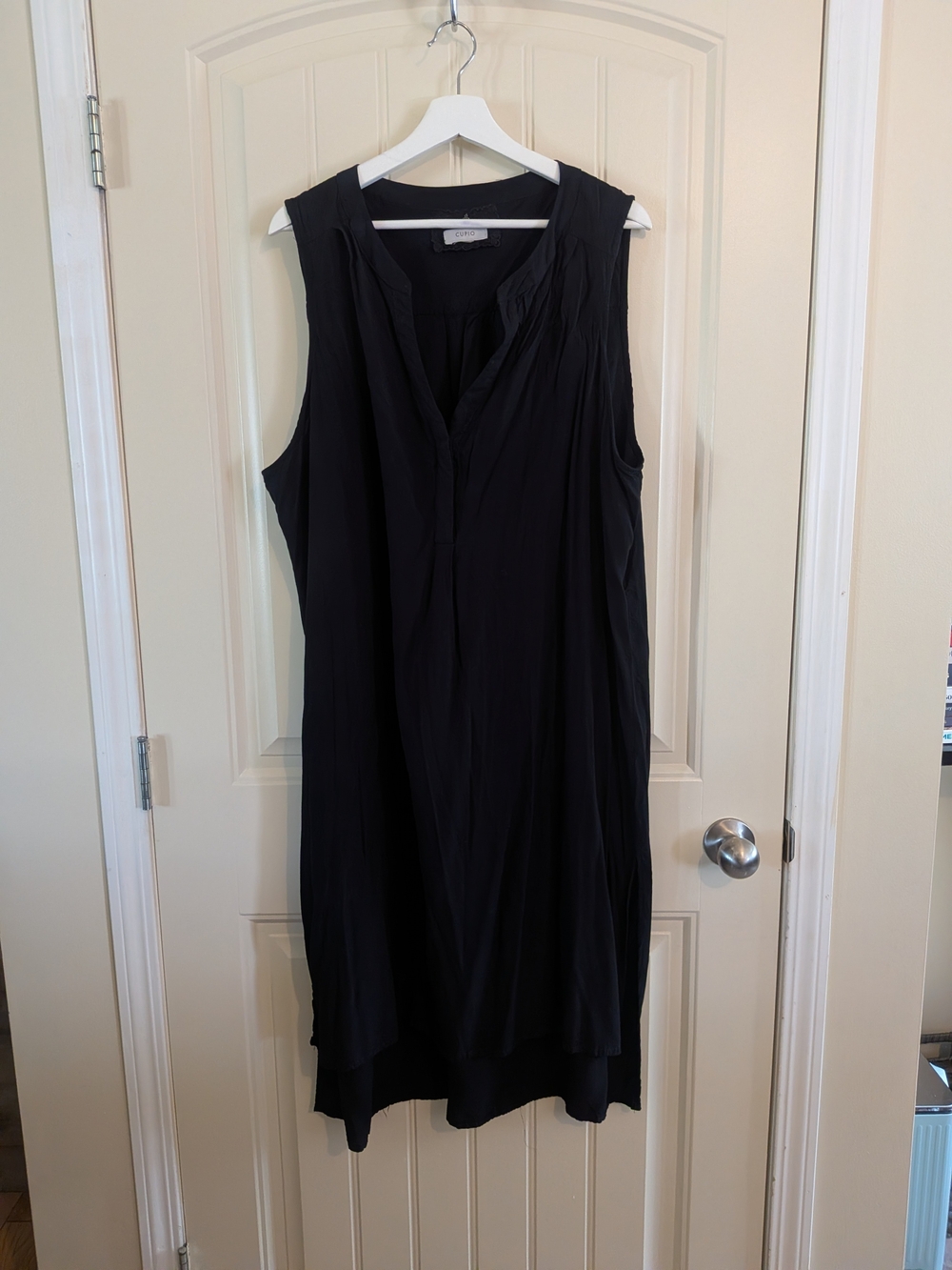 Sleeveless Black Women's Dress - Classic V-Neck
